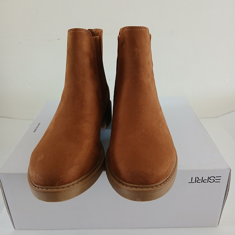 Esprit Tan Suede Ankle Booties Size 7.5 M Shania - Picture 7 of 11